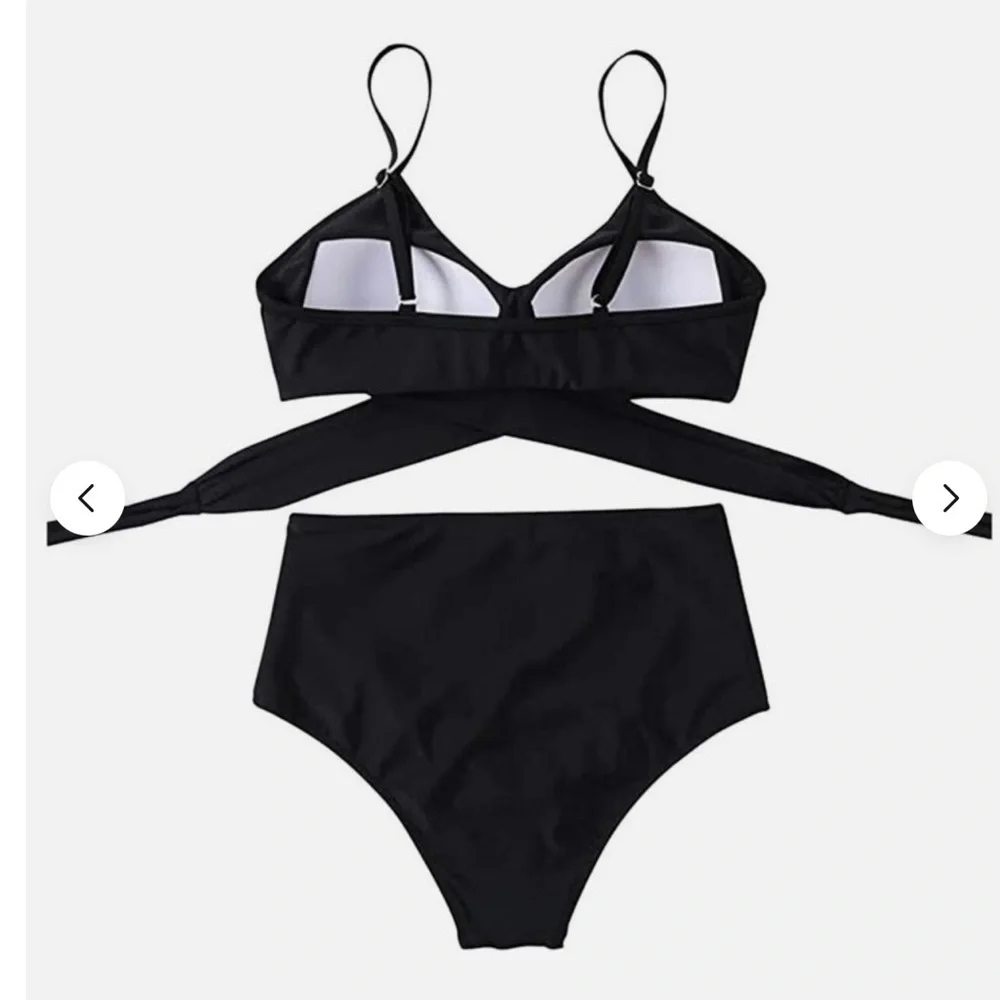 Women Cross Wrap Halter Bikini Set High Waisted Push Up Two Piece Swimsuits - Picture 4 of 4
